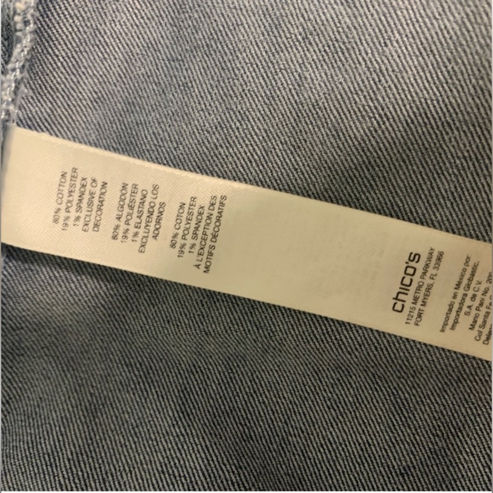 PLATINUM CHICO’S RARE Jean Jacket size 3 - Picture 6 of 7